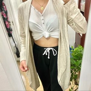 Cream long waterfall style cardigan